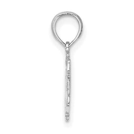 Twin Christmas Bells with Bow Charm Pendant in Real 14k White Gold