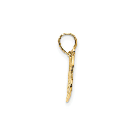 14k Yellow Gold Sleigh Pendant with Intricate Filigree Design, Christmas Holiday Charm