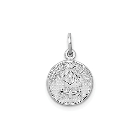 14k White Gold Graduation Cap and Diploma Pendant, Academic Milestone Charm