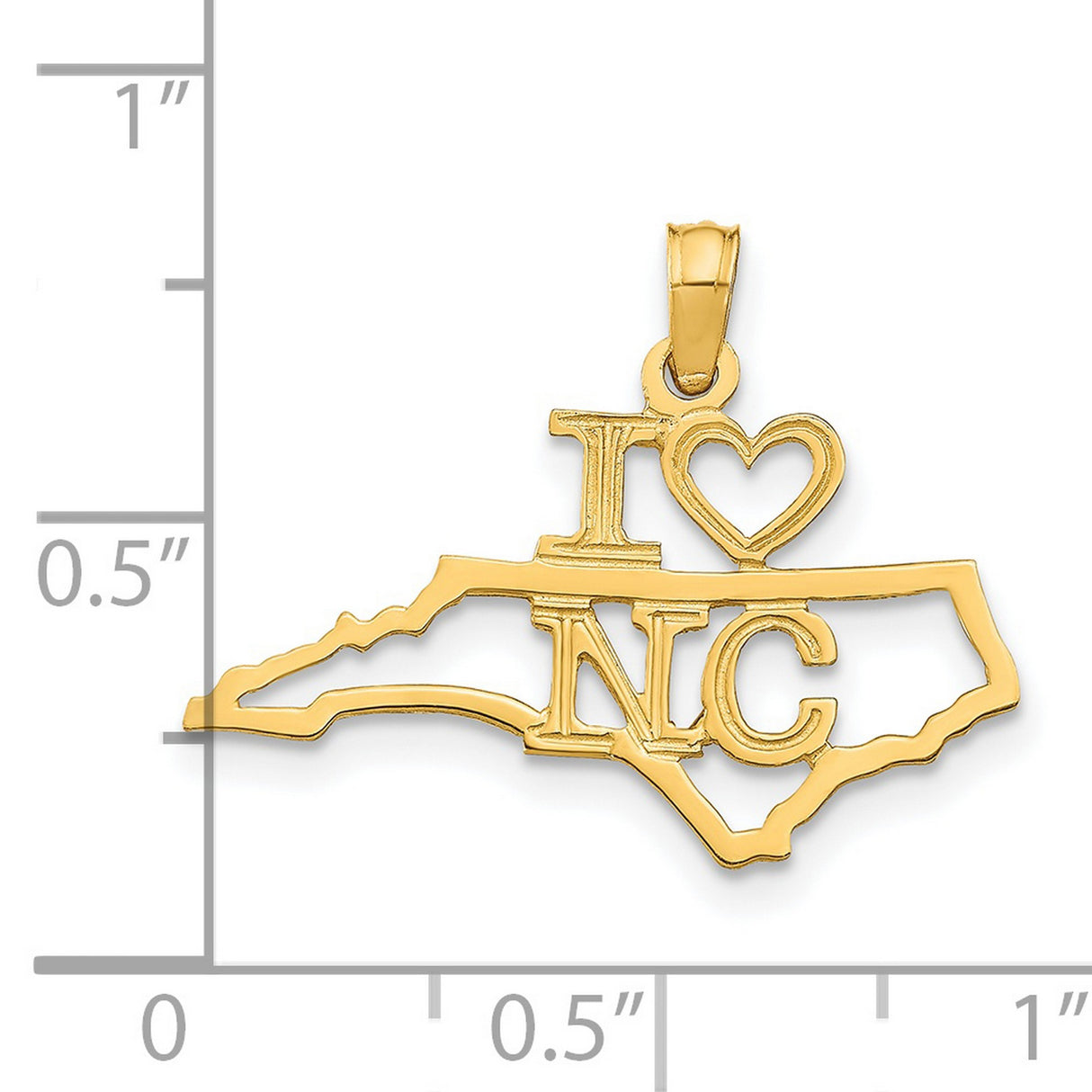 14k Yellow Gold North Carolina Pendant with Heart, State Outline Charm, Southern Pride Jewelry