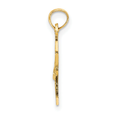 14k Yellow Gold New York State Pendant with I Love NY Letters and USA Map Charm