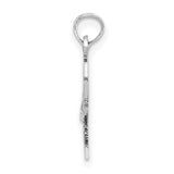 14k White Gold New York State Map Pendant with Heart, I Love NY Design, Unisex Charm