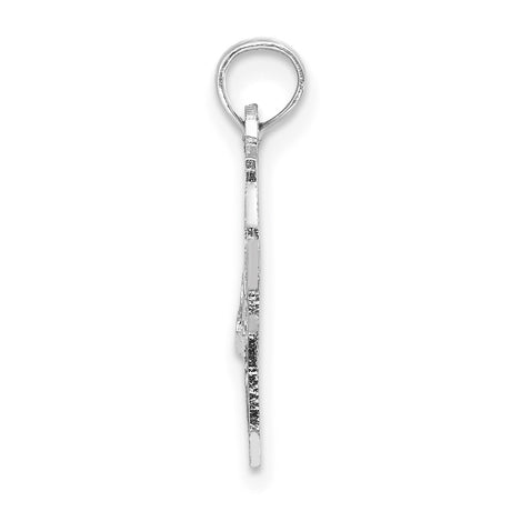 14k White Gold New York State Map Pendant with Heart, I Love NY Design, Unisex Charm