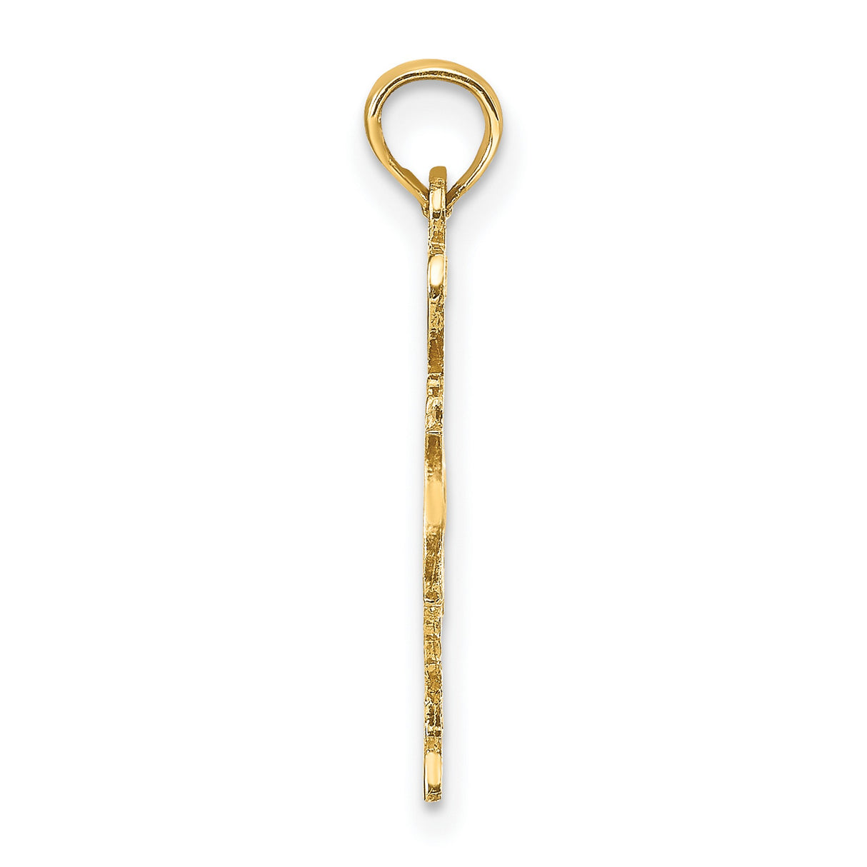 14k Yellow Gold Texas Pendant with Openwork I Heart TX Map Outline Design