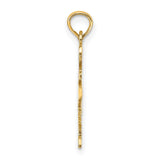 14k Yellow Gold Texas Pendant with Openwork I Heart TX Map Outline Design
