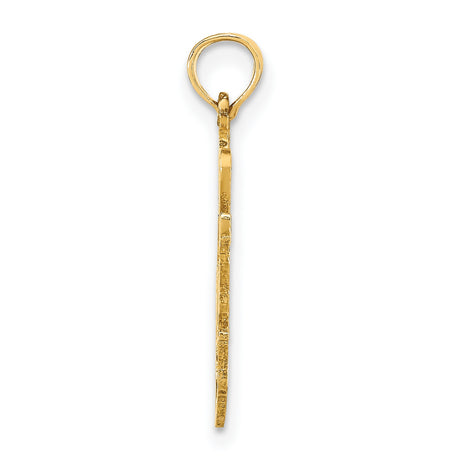 14k Yellow Gold West Virginia Pendant with I Love WV Letters and State Outline Charm