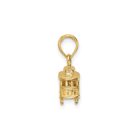 14k Yellow Gold Cable Car Pendant Charm, San Francisco Streetcar Design, Travel and City Heritage Theme