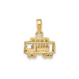 14k Yellow Gold Cable Car Pendant Charm, San Francisco Streetcar Design, Travel and City Heritage Theme