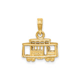 14k Yellow Gold Cable Car Pendant Charm, San Francisco Streetcar Design, Travel and City Heritage Theme