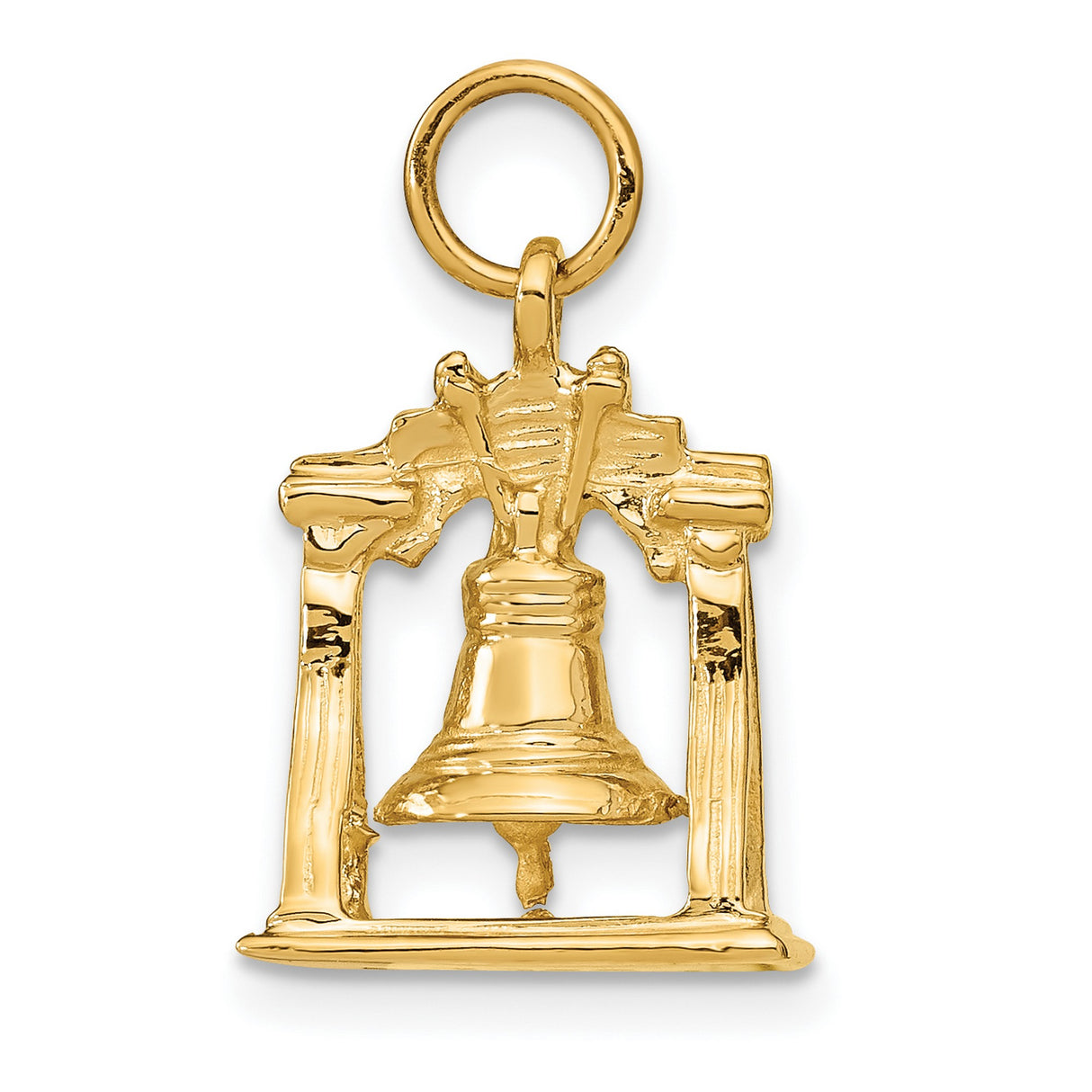 14k Yellow Gold Liberty Bell Pendant, Patriotic American Freedom Charm for Women or Unisex