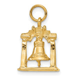 14k Yellow Gold Liberty Bell Pendant, Patriotic American Freedom Charm for Women or Unisex
