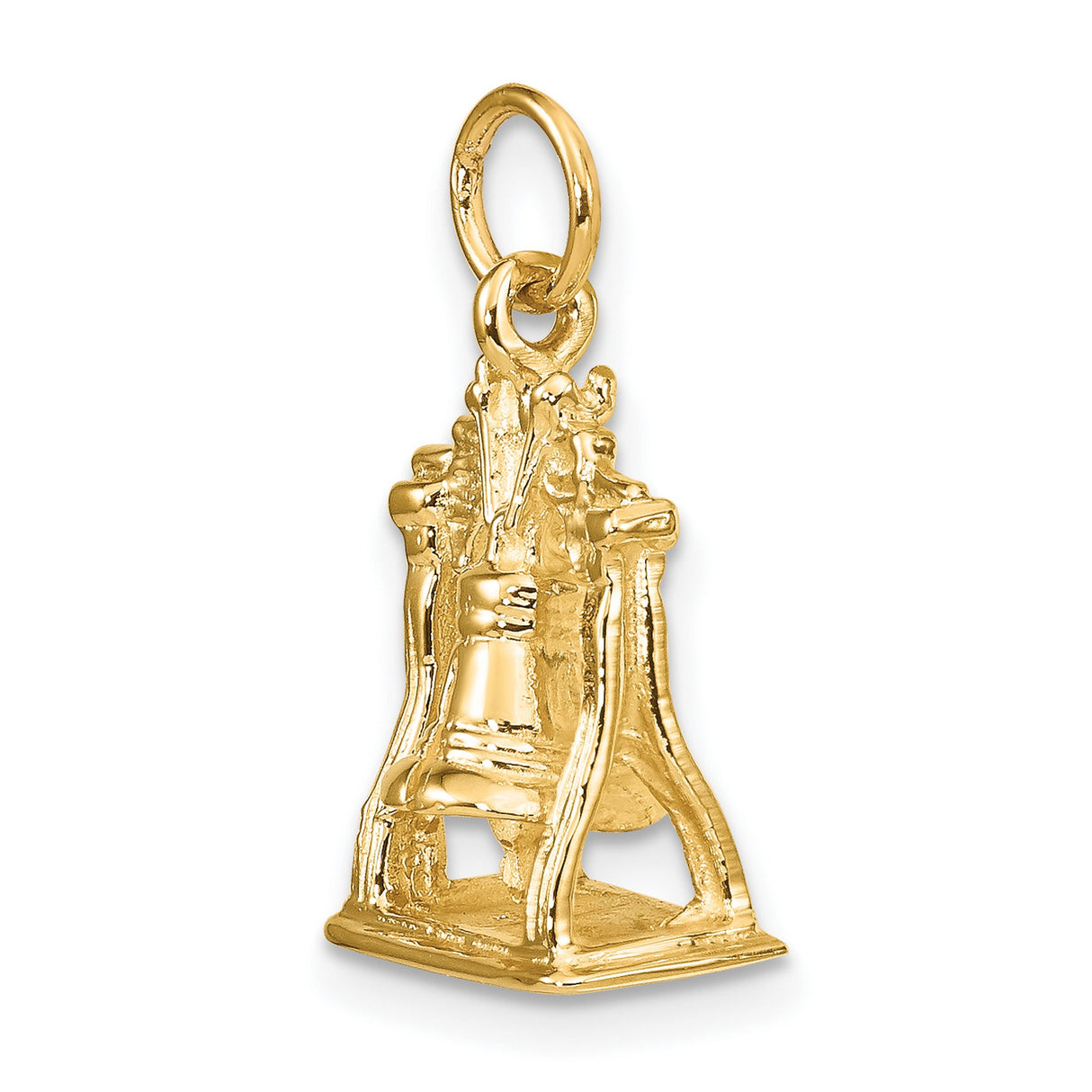 14k Yellow Gold Liberty Bell Pendant, Patriotic American Freedom Charm for Women or Unisex