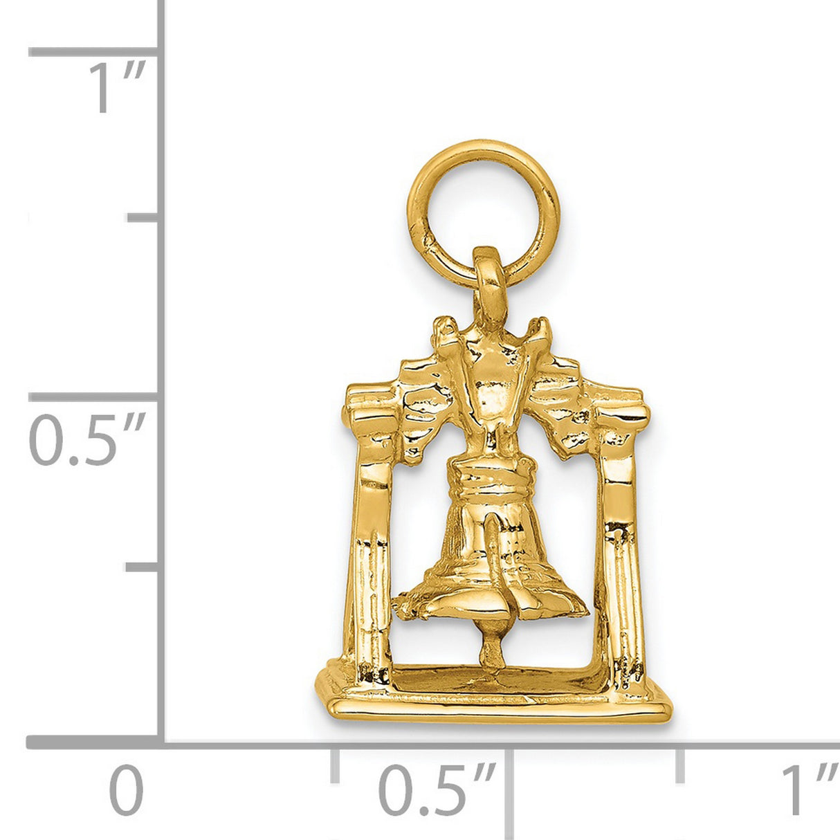 14k Yellow Gold Liberty Bell Pendant, Patriotic American Freedom Charm for Women or Unisex
