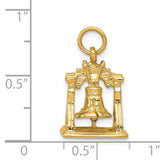14k Yellow Gold Liberty Bell Pendant, Patriotic American Freedom Charm for Women or Unisex
