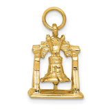 14k Yellow Gold Liberty Bell Pendant, Patriotic American Freedom Charm for Women or Unisex