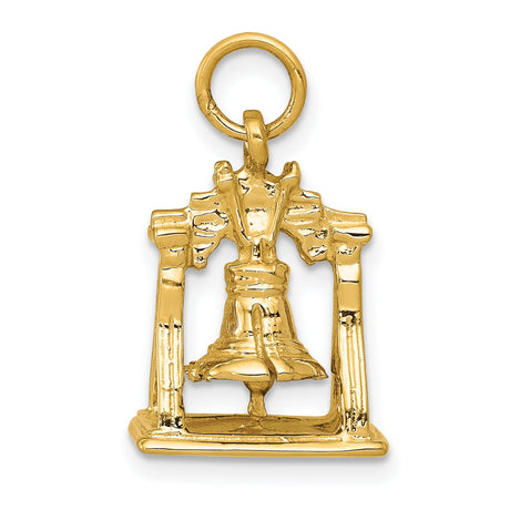 14k Yellow Gold Liberty Bell Pendant, Patriotic American Freedom Charm for Women or Unisex