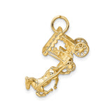 14k Yellow Gold Carriage Pendant with Horse-Drawn Stagecoach Design, Western Charm