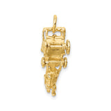 14k Yellow Gold Carriage Pendant with Horse-Drawn Stagecoach Design, Western Charm