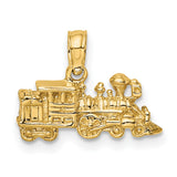 14k Yellow Gold Steam Train Pendant, Vintage Locomotive Charm for Men or Unisex