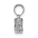 14k White Gold Steam Train Pendant with Detailed Locomotive Design, Vintage Travel Jewelry for Men and Women