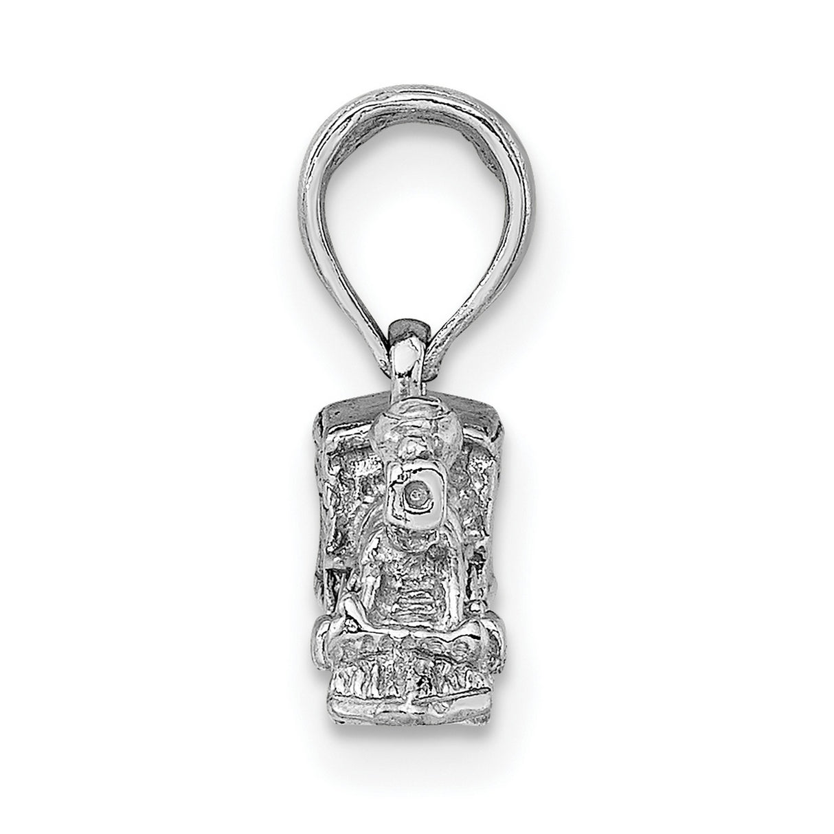 14k White Gold Steam Train Pendant, Vintage Locomotive Charm with Detailed Engine Design