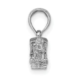 14k White Gold Steam Train Pendant, Vintage Locomotive Charm with Detailed Engine Design