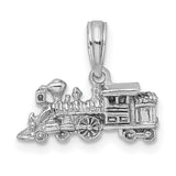 14k White Gold Steam Train Pendant with Detailed Locomotive Design, Vintage Travel Jewelry for Men and Women