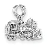 14k White Gold Steam Train Pendant with Detailed Locomotive Design, Vintage Travel Jewelry for Men and Women