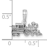 14k White Gold Steam Train Pendant, Vintage Locomotive Charm with Detailed Engine Design