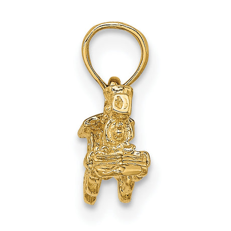 14k Yellow Gold Train Pendant with Detailed Steam Locomotive Design