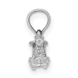 14k White Gold Locomotive Pendant, Vintage Steam Engine Charm, Travel-Inspired Train Jewelry