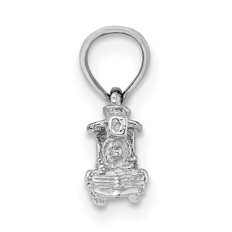 14k White Gold Locomotive Pendant, Vintage Steam Engine Charm, Travel-Inspired Train Jewelry