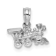 14k White Gold Locomotive Pendant, Vintage Steam Engine Charm, Travel-Inspired Train Jewelry