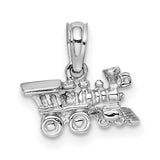 14k White Gold Locomotive Pendant, Vintage Steam Engine Charm, Travel-Inspired Train Jewelry