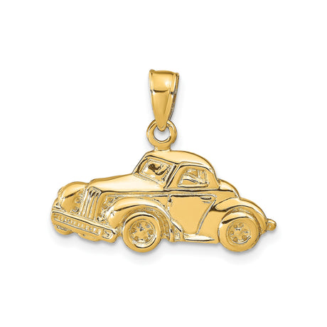 14k Yellow Gold Vintage Car Pendant, Classic Auto Design Charm for Men or Unisex