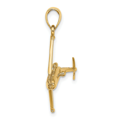14k Yellow Gold Airplane Pendant with Detailed Jet Design, Travel Charm for Men or Women