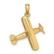 14k Yellow Gold Biplane Pendant, Vintage Airplane Charm with Aircraft Design, Unisex Aviation Jewelry