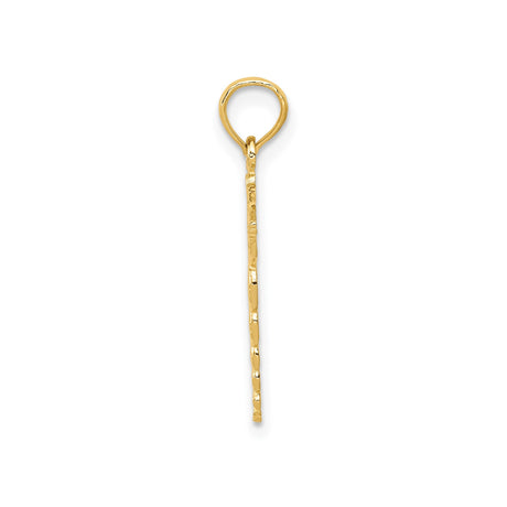 14k Yellow Gold Caduceus Pendant with Winged Staff and Two Snakes, Medical Symbol Charm