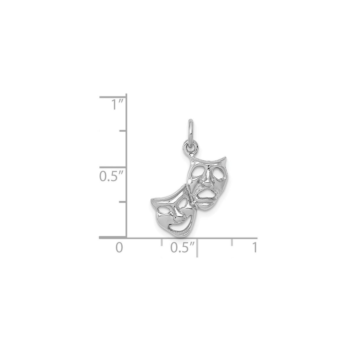 14k White Gold Theater Mask Pendant with Comedy and Tragedy Drama Masks