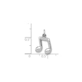 14k White Gold Music Note Pendant, Polished Eighth Note Charm for Musicians and Music Lovers