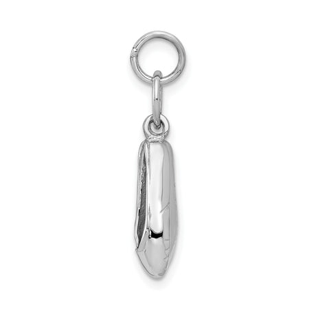 14k White Gold Ballet Slipper Charm Pendant, 3D Movable Ballet Shoes for Women or Girls