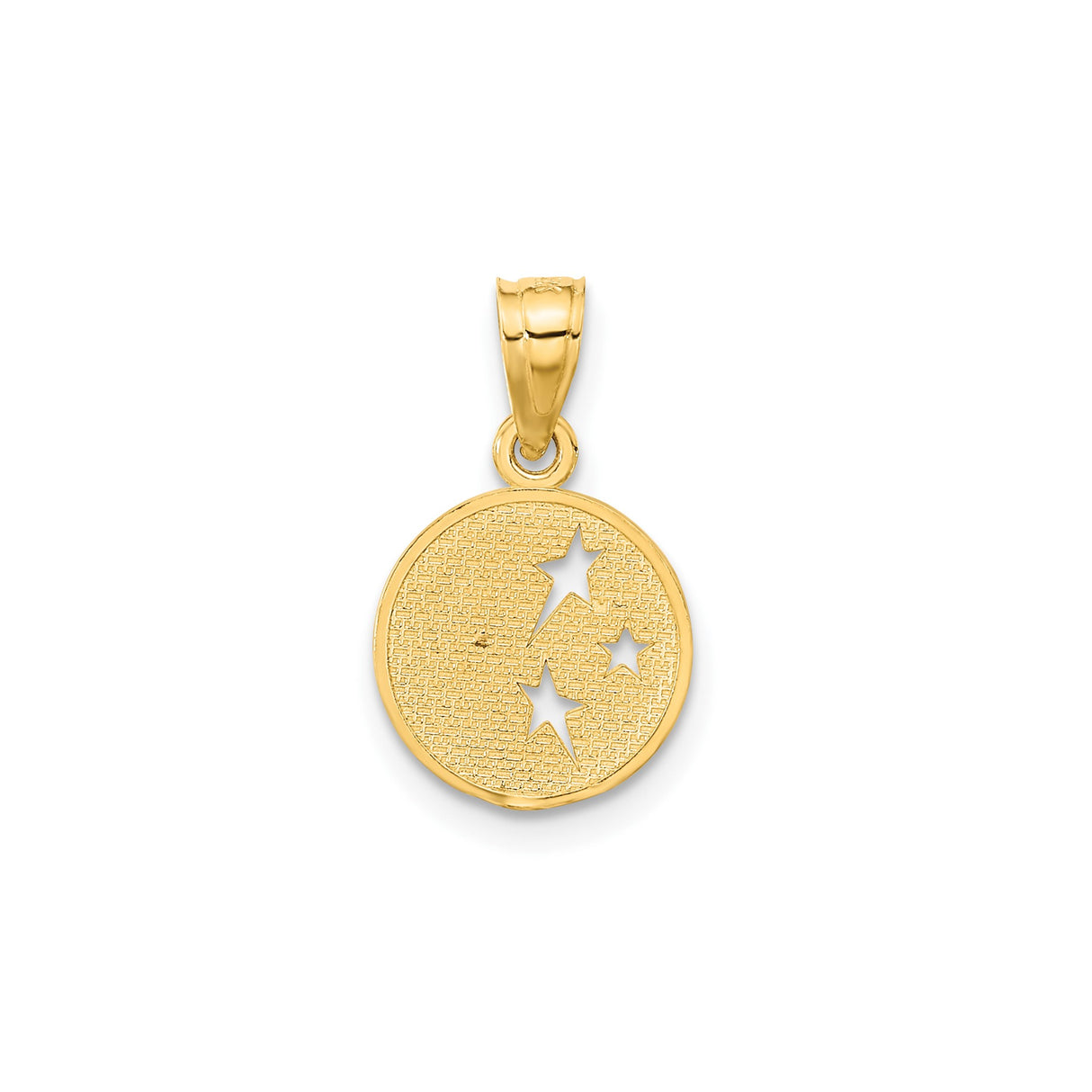 14k Yellow Gold Moon and Stars Pendant with Cutout Star and Crescent Moon Design
