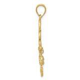 14k Yellow Gold Chandelier Pendant with Filigree Design and Dangling Leaf Drops for Women