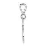 14k White Gold Initial B Pendant with Diamond Cut Accents, Cursive Letter Monogram Charm