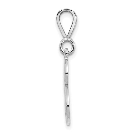 10k White Gold Letter B Pendant with Diamond-Cut Detail, Script Initial Charm for Women