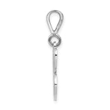 14k White Gold Script Initial C Pendant with Diamond Cut Detailing