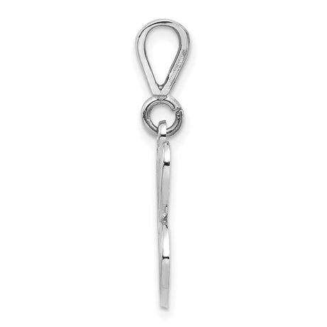 10k White Gold Initial C Pendant, Script Letter Charm with Textured Detailing