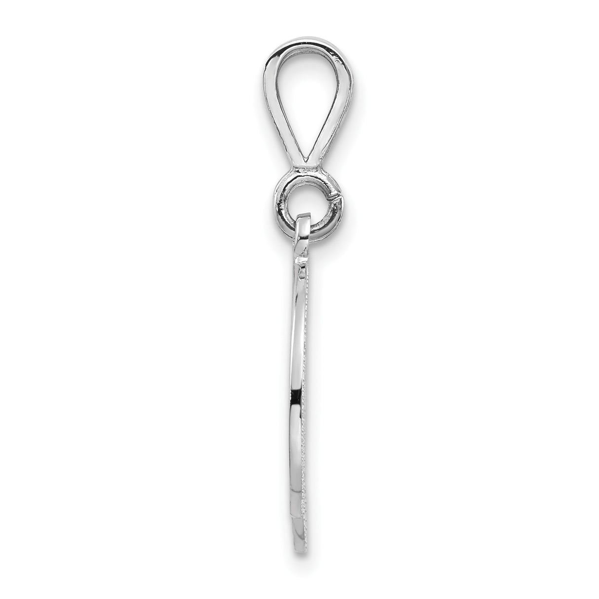 14k White Gold Initial D Pendant with Filigree Script Letter Design Charm