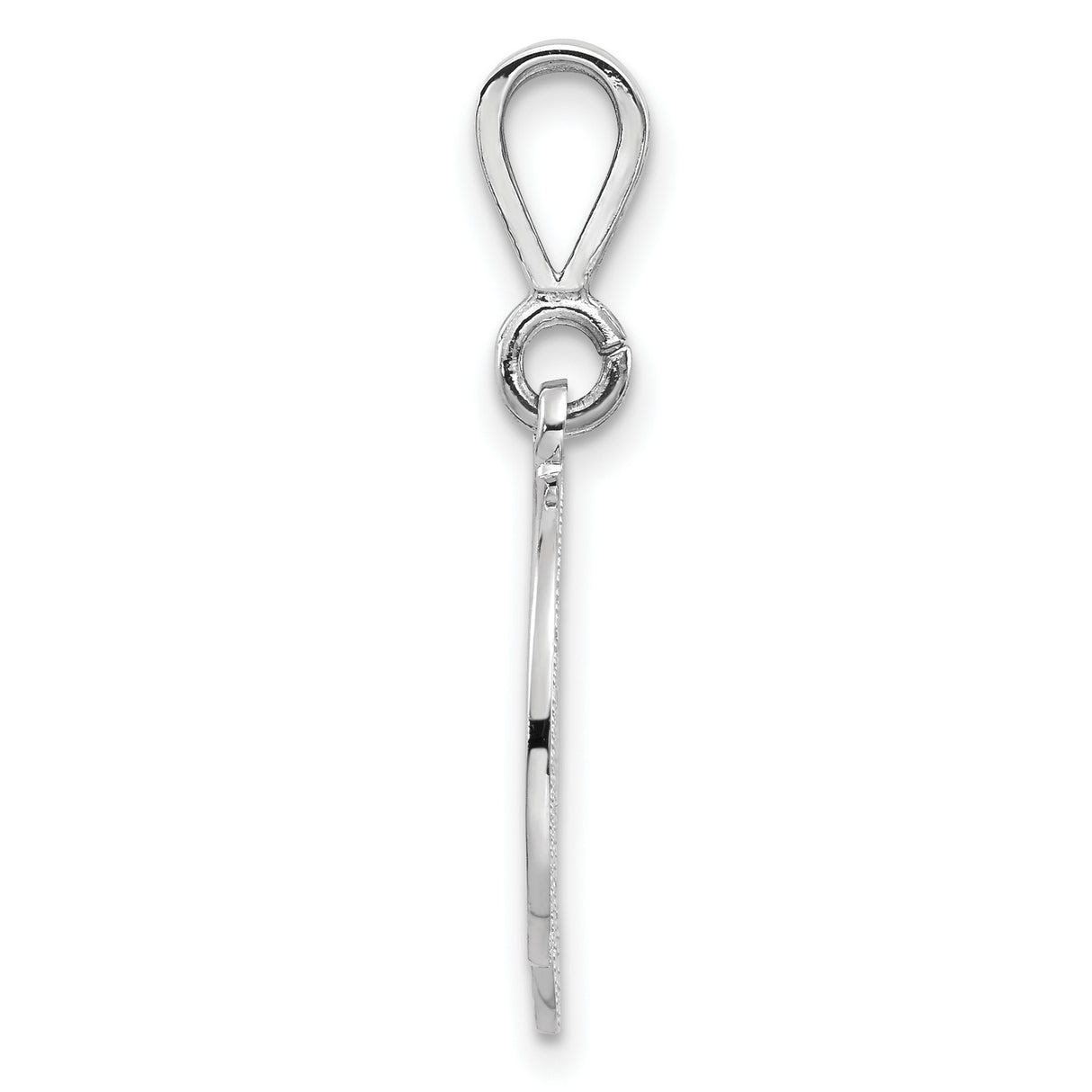 10k White Gold Pendant, Filigree Initial D Alphabet Charm, Lace Monogram Design for Women