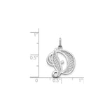 14k White Gold Initial D Pendant with Filigree Script Letter Design Charm